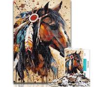 Teenager Puzzles Indian Horse Jigsaw Puzzles for Teenagers 1000 Pieces,Vibrant And Unique Design Relaxing & Challenging Puzzle Experience 50x75cm