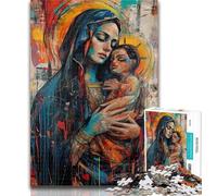 Teenager Puzzles Jesus Graffiti Jigsaw Puzzle 1000 Pieces for Adults,Educational Game for Birthday, Chrismas for And Age 14 50x75cm