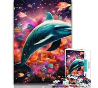 Teenager Puzzles Jumping Dolphin Adult Jigsaws 1000 Pieces Difficult,is Ideal As A Gift for The Whole Family Suitable for And 14 26x38cm