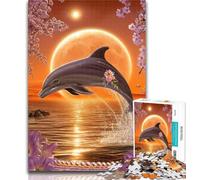 Teenager Puzzles Jumping Dolphin Puzzles 1000 Pieces for Adults,Brain Teaser Game Wall Decoration Unique Birthday And Xmas Gifts 50x75cm