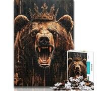 Teenager Puzzles King Brown Bear Jigsaw Puzzles for Adults 1000 Pieces,with Matching Poster And Trivia Sheet for Age 14 26x38cm