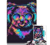 Teenager Puzzles Koala with Headphones Sunglasses Adult Puzzles 1000 Pieces,Learning Educational Toys Family Games Enhance Love between Couples 26x38cm