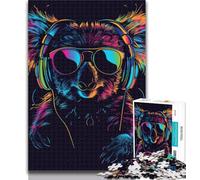 Teenager Puzzles Koala with Headphones Sunglasses Jigsaw Puzzles for Adults 1000 Pieces,Birthday Gift Idea for Adults, Family Game And Hobby 26x38cm
