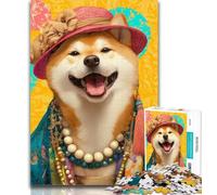 Teenager Puzzles Komon Dog Smiling Face Adult Puzzles 1000 Pieces,Toys Educational Games Stress Relieving Parent-child Interaction 26x38cm