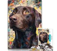 Teenager Puzzles Labrador Retriever Oil Painting 1000 Pieces Jigsaw Puzzles for Adults And Teens,Educational Game for Birthday, Chrismas for Ages 14+ 50x75cm