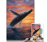 Teenager Puzzles Leaping Whale Jigsaw Puzzles for Teenagers 1000 Pieces,Family Game Birthday Gifts.Challenge High Difficulty 50x75cm