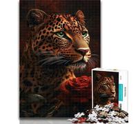 Teenager Puzzles Leopard Rose Jigsaw Puzzles for Adults 1000 Pieces,Toys Educational Games Stress Relieving Great Gifts And Toys 26x38cm