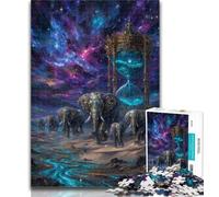 Teenager Puzzles Magic Elephant Jigsaw Puzzles 1000 Pieces for Adults Teens,Toys Educational Games Stress Relieving Wishlist with Santa Claus 26x38cm