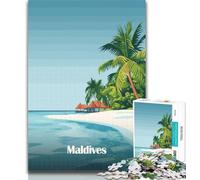 Teenager Puzzles Maldives Beach Scene Jigsaw Puzzles for Adults 1000 Pieces,Toys Educational Games Stress Relieving Great Gifts And Toys 26x38cm