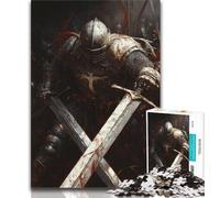 Teenager Puzzles Medieval Knight Warrior Painting Adult Jigsaws 1000 Pieces Difficult,is Ideal As A Gift for The Whole Family Suitable for And 14 (26x38cm)