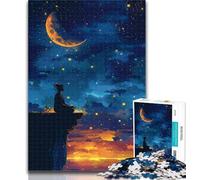 Teenager Puzzles Meditation Under The Moon Jigsaw Puzzles for Teenagers 1000 Pieces,with Matching Poster And Trivia Sheet for Age 14 Years Up 26x38cm
