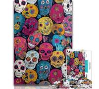 Teenager Puzzles Mexican Skull 1000 Pieces Jigsaw Puzzle for Adults& Teens,Train Your Brain And Hands Gifts for Friends And Family 26x38cm