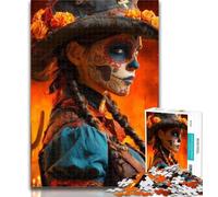 Teenager Puzzles Mexican Skull Girls 1000 Piece Jigsaw Puzzles for Teenagers,Artistic Wall Decor & Birthday Gift Idea for Friends, Home Office 50x75cm