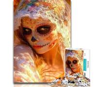 Teenager Puzzles Mexican Style Skull Jigsaw Puzzles for Adults,Artistic Wall Decor & Birthday Gift Idea for Friends, Home Office 26x38cm