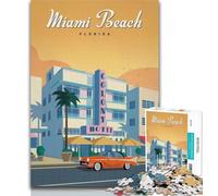 Teenager Puzzles Miami Beach 1000 Pieces Jigsaw Puzzle for Adults& Teens,Toys Educational Games Stress Relieving Unique Home Decor And Gifts 26x38cm