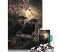 Teenager Puzzles Midnight Crow Puzzles 1000 Pieces for Adults,Brain Teaser Game Wall Decoration Unique Birthday And Xmas Gifts 50x75cm