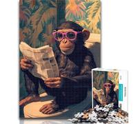 Teenager Puzzles Monkey on The Toilet Jigsaw Puzzles for Adults,Artistic Wall Decor & Birthday Gift Idea for Friends, Home Office 50x75cm
