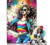 Teenager Puzzles Music Girl Adult Jigsaws 1000 Pieces Difficult,is Ideal As A Gift for The Whole Family Suitable for And 14 26x38cm