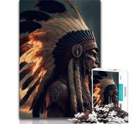 Teenager Puzzles Native American Chief 1000 Piece Jigsaw Puzzle for Adults Teens,Toys Educational Games Stress Relieving Wishlist with Santa Claus (38x26cm)