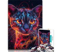 Teenager Puzzles Neon Ocelot 1000 Pieces Jigsaw Puzzle For Adults Teens,for Age 14+ Impossible Game Best Gift for Adults And Teenagers 50x75cm