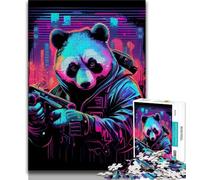 Teenager Puzzles Neon Panda Adult Jigsaws 1000 Pieces Difficult,with Fully Interlocking Randomly Shaped Pieces for And 14 Years Old (50x75cm)