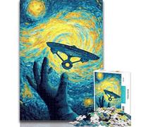 Teenager Puzzles Night sky Alien Spaceship 1000 Piece Jigsaw Puzzles for Teenagers,Artistic Wall Decor & Birthday Gift Idea for Friends, Home Office 50x75cm