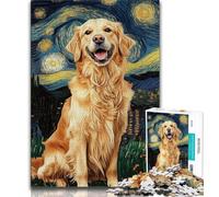 Teenager Puzzles Night Sky Golden Retriever 1000 Piece Jigsaw Puzzle for Adults Teens,Challenging Game And Family Play Secret Santa Gifts (50x75cm)