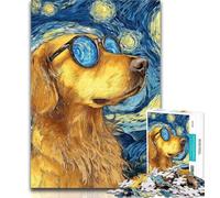 Teenager Puzzles Night Sky Golden Retriever Jigsaw Puzzle 1000 Pieces for Adults,Educational Game for Birthday, Chrismas for And Age 14 50x75cm