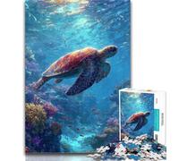 Teenager Puzzles Ocean Turtle Adult Jigsaw Puzzles 1000,Decompressing Intellectual Educational Toy Secret Santa Gifts 50x75cm