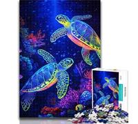 Teenager Puzzles Ocean Turtle Adult Puzzles 1000 Pieces,Learning Educational Toys Family Games Enhance Love between Couples 26x38cm