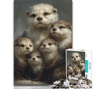 Teenager Puzzles Otter Family 1000 Piece Jigsaw Puzzle for Adults And Teenagers,Train Your Brain And Hands Birthday Present, Gifts 50x75cm