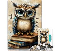 Teenager Puzzles Owl on Book Jigsaw Puzzles for Teenagers 1000 Pieces,Train Your Brain And Hands Birthday Present, Gifts (26x38cm)