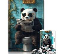 Teenager Puzzles Panda Sitting on The Toilet Jigsaw Puzzles for Adults,Artistic Wall Decor & Birthday Gift Idea for Friends, Home Office 26x38cm
