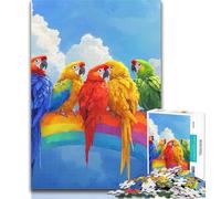 Teenager Puzzles Parrot on The Rainbow 1000 Piece Jigsaw Puzzle for Adults Teens,Charcoal Art Staycation Kill Time for Home Decoration 26x38cm
