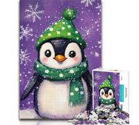 Teenager Puzzles Penguins in Winter Jigsaw Puzzles for Teenagers 1000 Pieces,with Matching Poster And Trivia Sheet for Age 14 Years Up 50x75cm