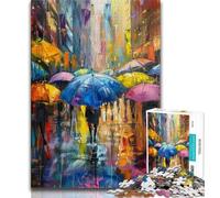 Teenager Puzzles People in The Rain Puzzles for Adults And Teenagers,Toys Educational Games Stress Relieving Artists Collection, Fine Art (26x38cm)