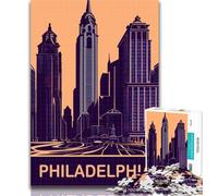 Teenager Puzzles Philadelphia in Purple Jigsaw Puzzles for Adults 1000 Pieces,Toys Educational Games Stress Relieving Great Gifts And Toys 26x38cm
