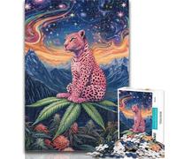 Teenager Puzzles Pink Leopard 1000 Pieces Jigsaw Puzzles For Teens And Adults,Educational Games Home Decoration Deal As Gifts for The Whole Family 50x75cm