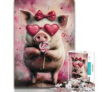 Teenager Puzzles Pink Pig Jigsaw Puzzles 1000 Pieces for Adults Teens,Stress Reliever Difficult Challenge Unique Home Decor And Gifts 50x75cm
