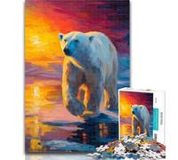 Teenager Puzzles Polar Bear at Sunset 1000 Piece Jigsaw Puzzle for Adults Teens,Charcoal Art Staycation Kill Time for Home Decoration 26x38cm