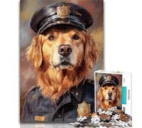 Teenager Puzzles Police Golden Retriever Jigsaw Puzzles for Adults 1000 Pieces,Birthday Gift Idea for Adults, Family Game And Hobby 26x38cm