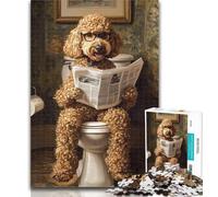 Teenager Puzzles Poodle on The Toilet 1000 Piece Jigsaw Puzzles for Teenagers,Educational Game for Birthday, Chrismas for And 14 Years Old 26x38cm