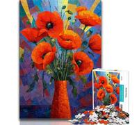 Teenager Puzzles Poppy Flower Painting Puzzles 1000 Pieces for Adults,Brain Teaser Game Wall Decoration Unique Birthday And Xmas Gifts (26x38cm)
