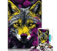 Teenager Puzzles Psychedelic Art Wolf 1000 Piece Jigsaw Puzzles for Teenagers,Educational Game for Birthday, Chrismas for And 14 Years Old 50x75cm