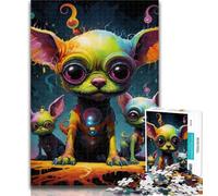 Teenager Puzzles Psychedelic Chihuahua 1000 Pieces Jigsaw Puzzle for Adults& Teens,for Educational Game Challenge Toy Unique Home Decor And Gifts 26x38cm