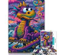 Teenager Puzzles Psychedelic Dragon 1000 Piece Jigsaw Puzzles for Teenagers,Toys Educational Games Stress Relieving Wall Decoration 26x38cm