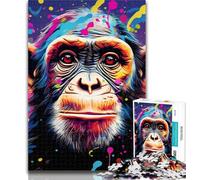 Teenager Puzzles Psychedelic Monkey Adult Jigsaws 1000 Pieces Difficult,is Ideal As A Gift for The Whole Family Suitable for And 14 26x38cm