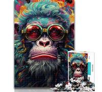 Teenager Puzzles Psychedelic Monkey Jigsaw Puzzles for Adults 1000,Vibrant And Unique Design Relaxing & Challenging Puzzle Experience 26x38cm