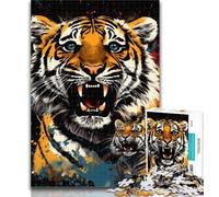Teenager Puzzles Psychedelic Tiger Jigsaw Puzzles for Adults 1000 Pieces,Birthday Gift Idea for Adults, Family Game And Hobby 26x38cm