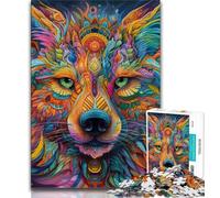 Teenager Puzzles Psychedelic Wolf 1000 Piece Jigsaw Puzzles for Teenagers Gifts,Unique Birthday And Gifts for for Age 14 (50x75cm)